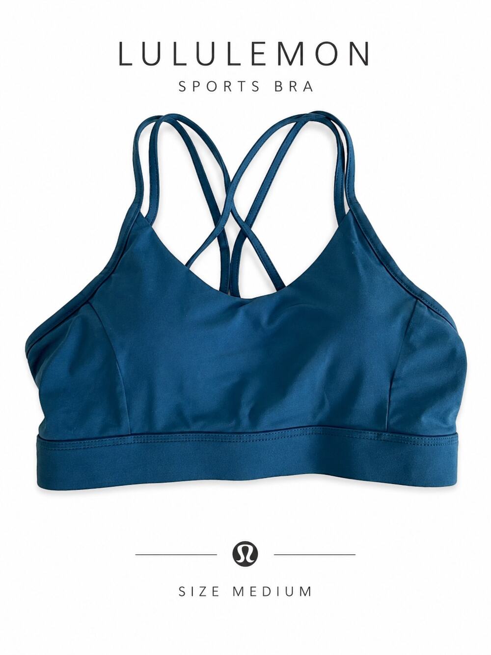Lululemon Strappy Back Sports Bra Medium Teal Blue Medium Impact Athletic